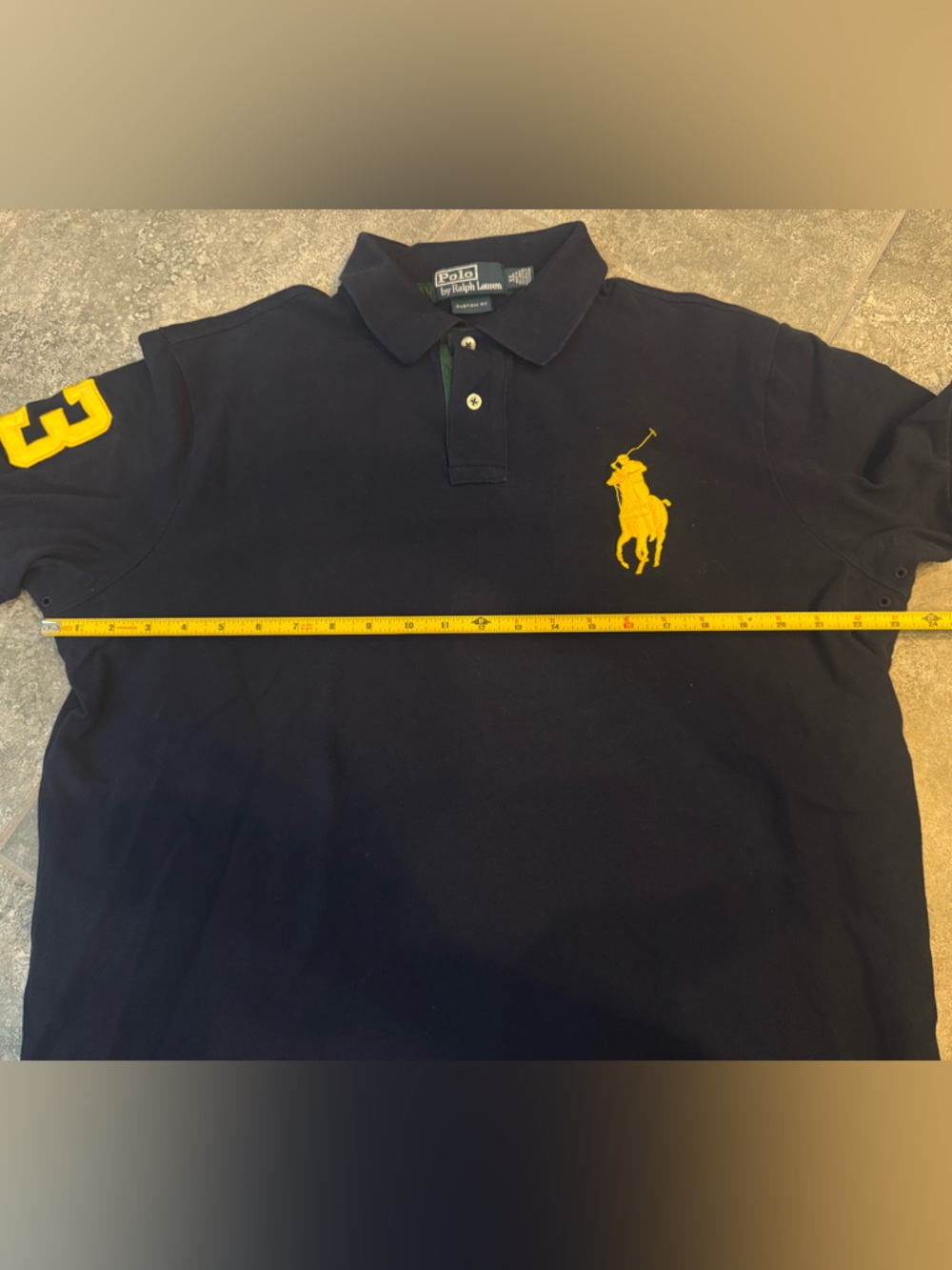 Polo Ralph Lauren yellow big pony navy polo shirt men’s XL - Picture 3 of 6